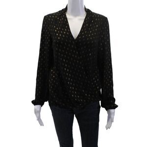 Drew Womens Black V-Neck Long Sleeve Blouse Size S
